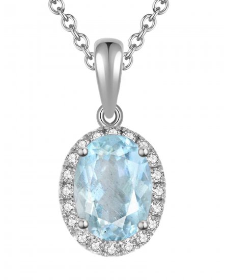 OVAL COLORED STONE DIAMOND PENDANT (VP294)